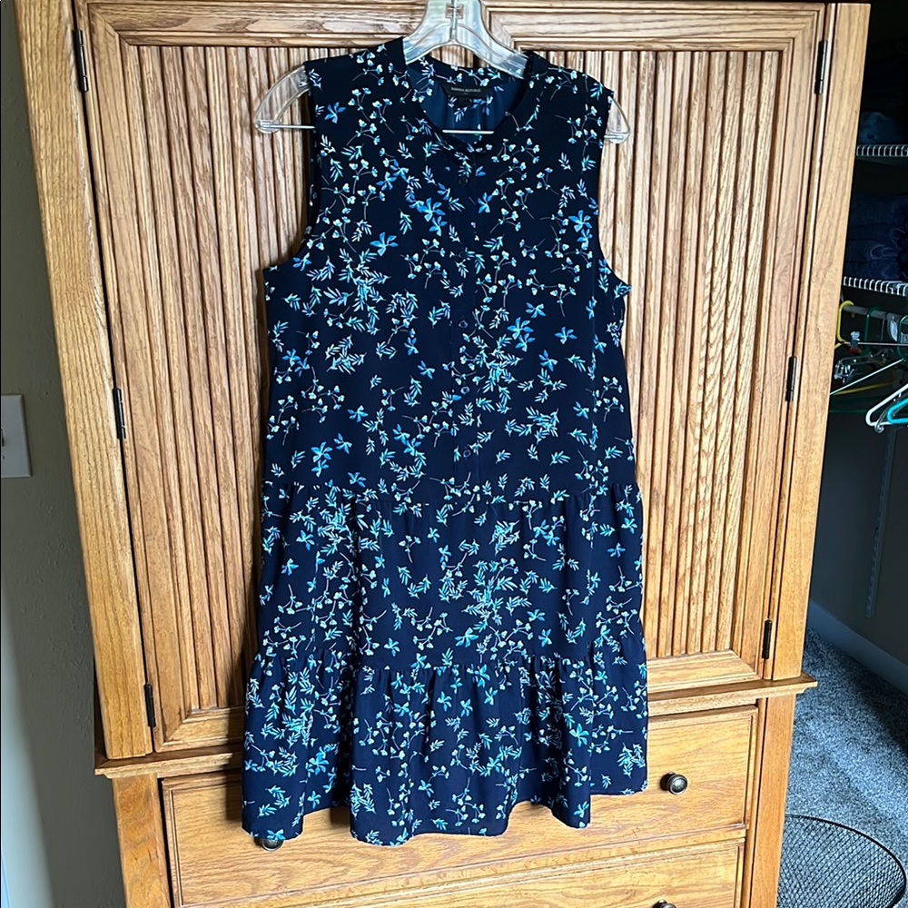 Banana Republic Blue and Black Ruffled Tiered Sundress